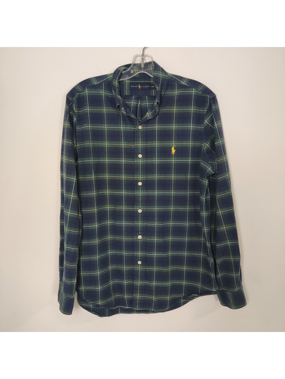 Ralph Lauren Green Navy Plaid Button Down Long Sleeve Oxford Shirt Medium M